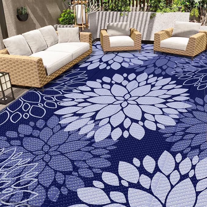 LuxStep Outdoor Rug Waterproof Outdoor Plastic Straw Rug Reversible Patio Rug by LuxStep