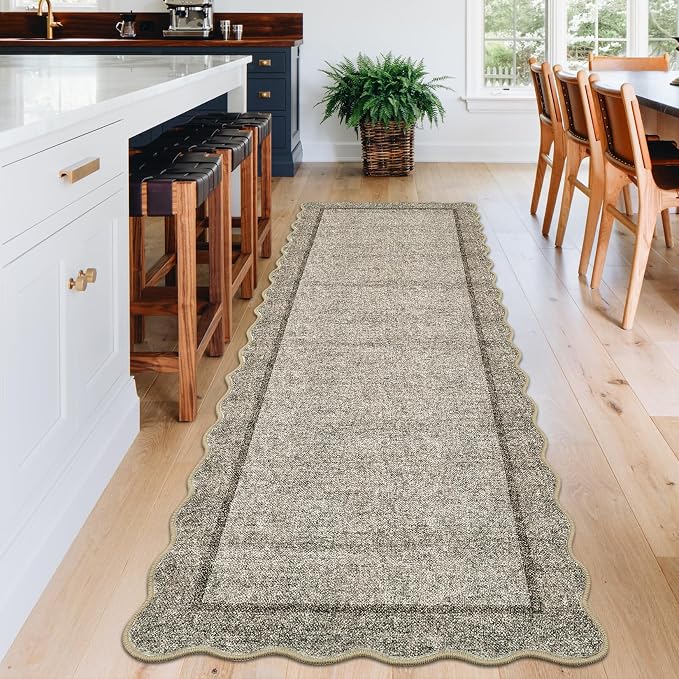 GarveeHome Scalloped Washable Runner Rug 2x6 Runner Non Slip Kitchen Rugs by GarveeHome