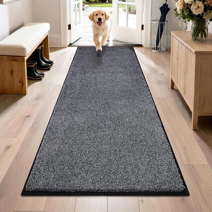 PURRUGS Dirt Trapping Door Mat 31.5" x 70", Non-Slip Machine Washable Entryway by PURRUGS