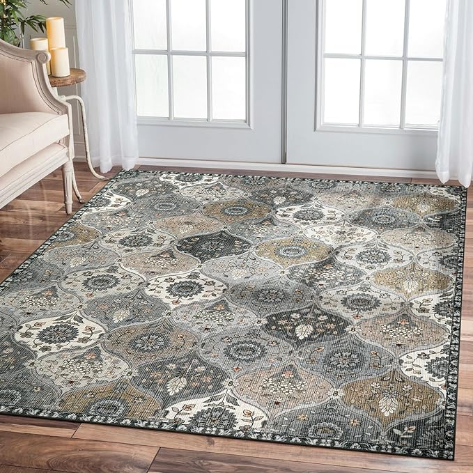 Lahome Moroccan Washable Area Rug 6x9, Ultra-Thin Large Living Room Rugs by Lahome