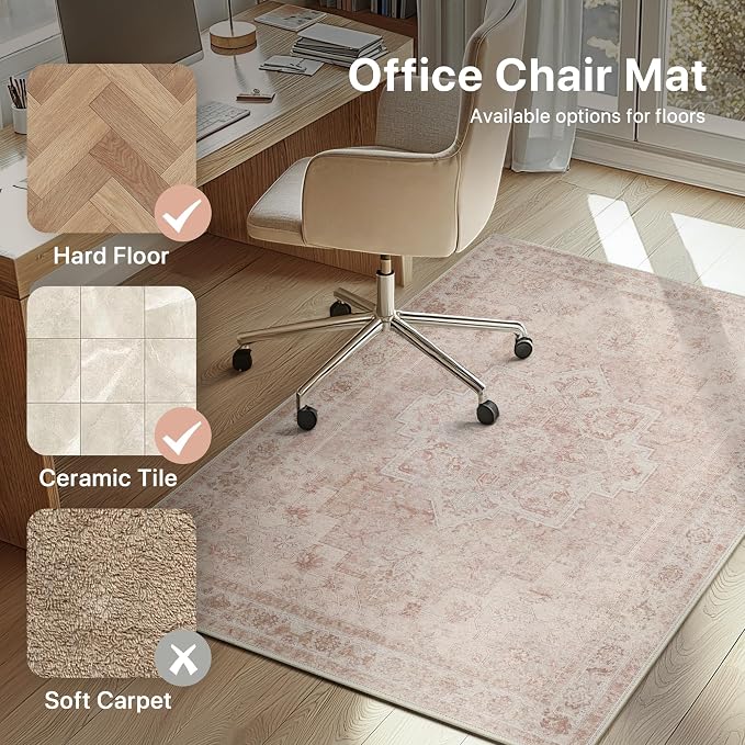 48"x60" Office Chair Mat for Hardwood Tile Floor, Under Desk Carpet Protector - Image 3