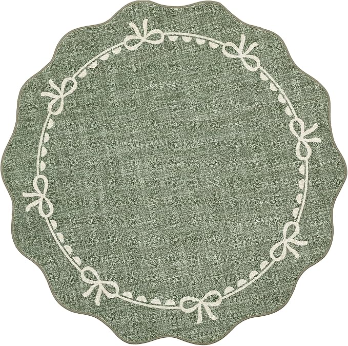 GarveeHome Scalloped Bow Rug for Living Room, 6ft Round Rugs Washable Solid - Image 4