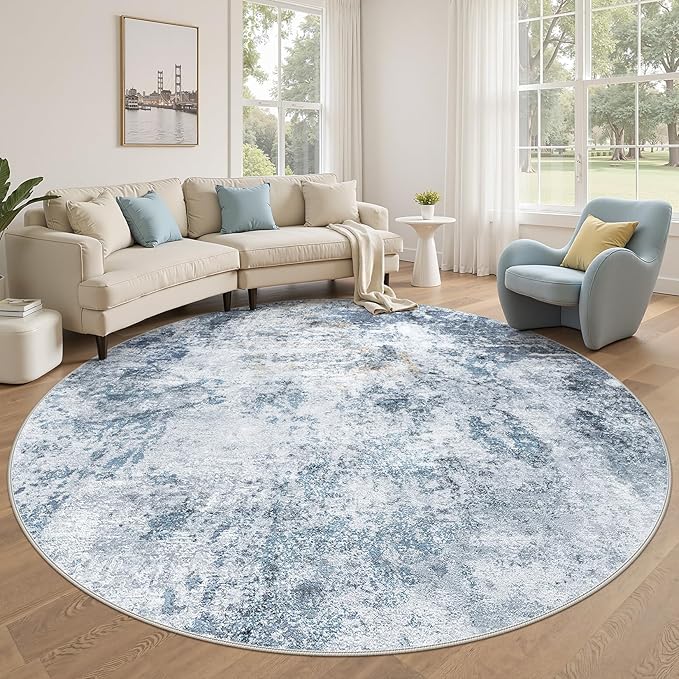 DMOYEST 8ft Round Area Rug for Living Room by DMOYEST
