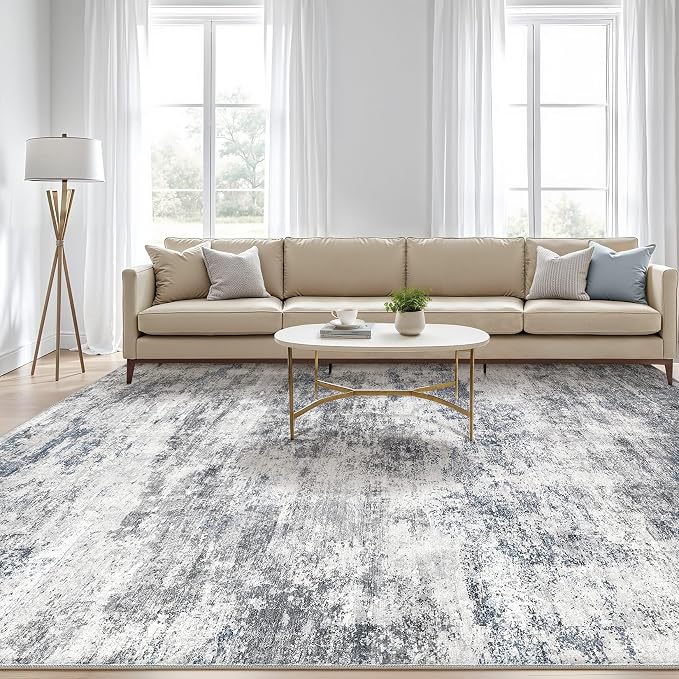 6x9 Area Rug Living Room: Washable Large Abstract Neutral Modern Soft Rugs - Image 5