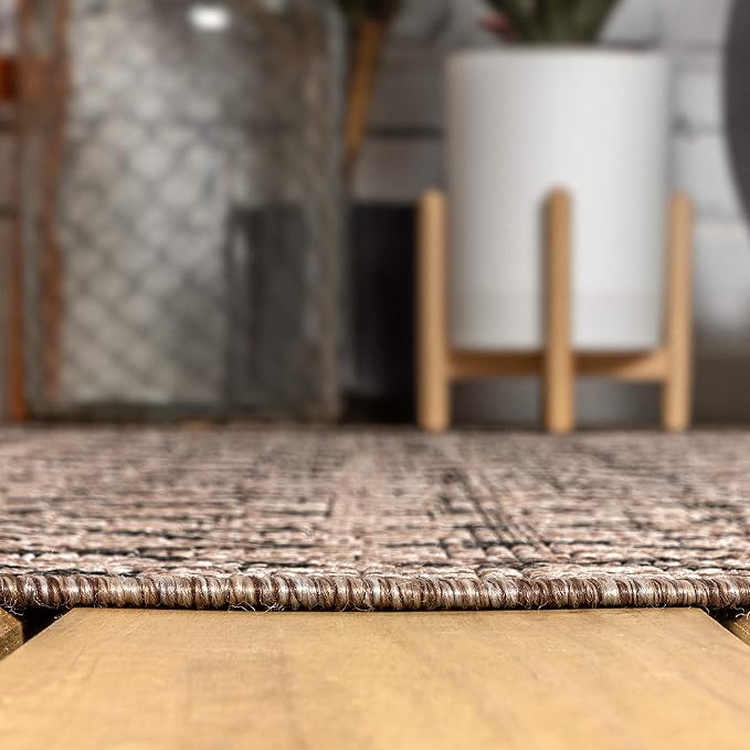 JONATHAN Y Moroccan Geometric Indoor Outdoor Area Rug 8X10 Natural/Black - Image 6