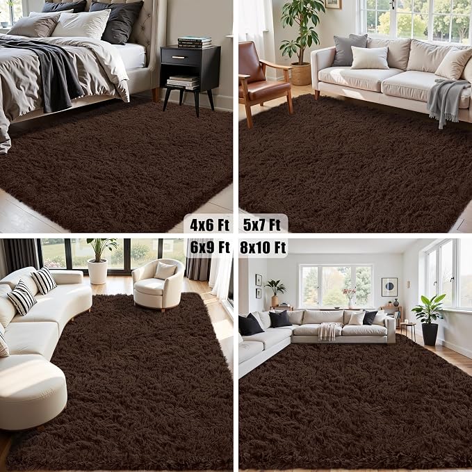 6x9 Area Rugs for Living Room:Ultra Soft Fluffy Shag Brown Rug, Large Fuzzy - Image 7