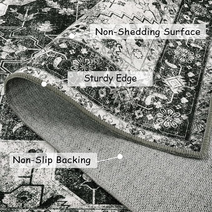 Moynesa Ultra-Thin Washable Area Rugs 8x10 Black and White Rugs - Image 5