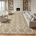 ONASAR 8x10 Area Rugs for Living Room, Fluffy Beige and White Bedroom Rug by ONASAR