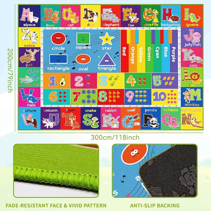 ABC Carpet, Kids Rugs for Playroom, Educational Play Mat for Kids, Preschool - Image 3