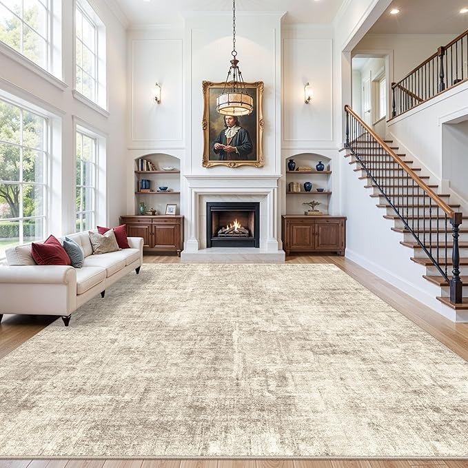 12x15 Area Rug for Living Room – Extra Large Modern Neutral Abstract Washable by ZHXXUJ