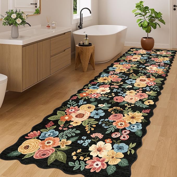 DUKINO 3x10 Washable Runner Rug, Non Slip Floral Ultra Soft Runner - Image 4