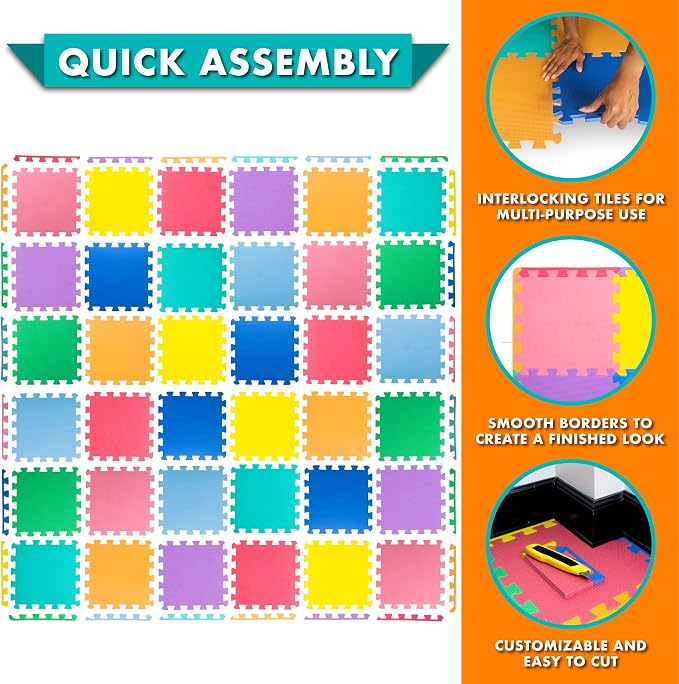 ProSource Baby Play Mat, Soft Foam Floor Tiles - Image 6