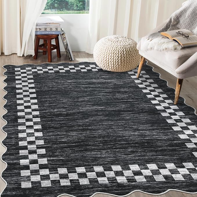 GarveeHome 8x10 Area Rug for Living Room Scalloped Washable Large Bedroom Rug by GarveeHome