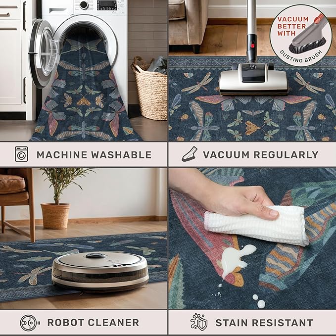 Washable 3x4 Entryway Rug, Non Slip Vintage Area Rug - Image 5