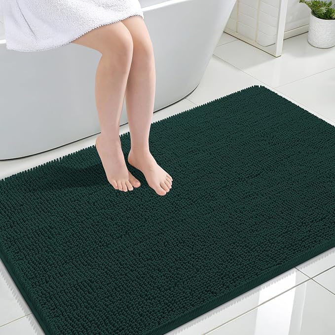 OLANLY Large Bathroom Rugs 47x32, Soft Absorbent Chenille Bath Rugs, Rubber by OLANLY