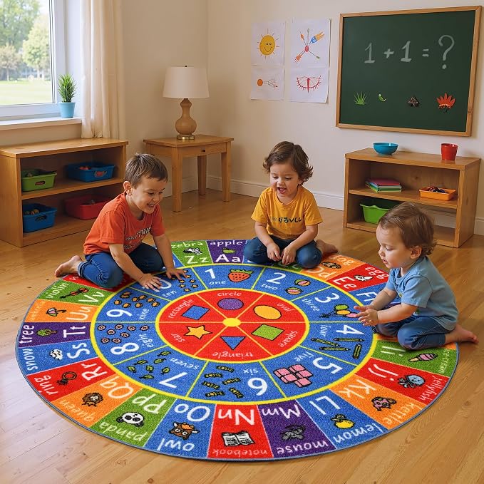 KC Cubs Educational Kids Rug – ABC Alphabet, 123 Numbers & Shapes Learning Mat - Image 7