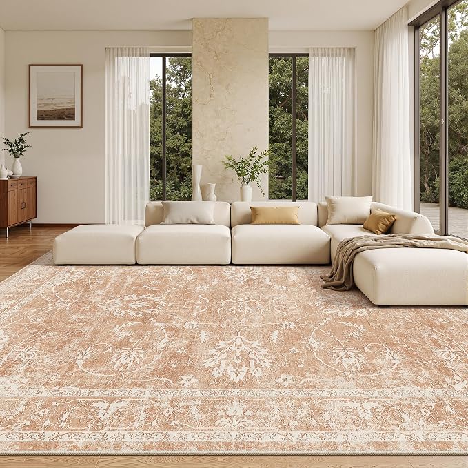 Madane Living Room 10x14 Area Rugs, Washable Low Pile Non-Slip Stain Resistant by Madane