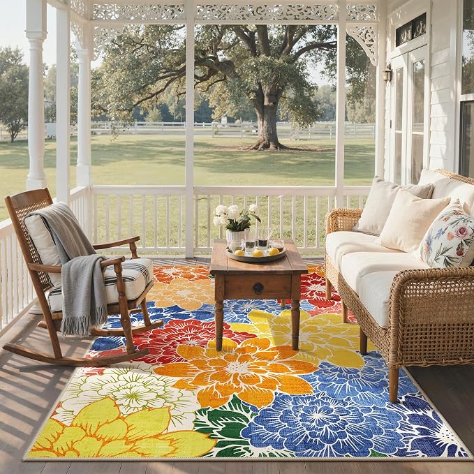GENIMO Indoor Outdoor Area Rug 5'x8', Machine Washable Rugs - Image 7