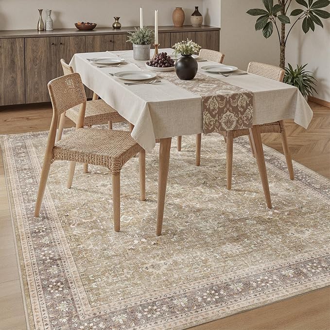 DCX Beige and Taupe 5x7 Rug, Kid & Pet Friendly - Image 4