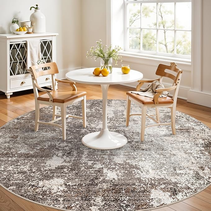 Round Rug Washable Non-Slip 6ft by BYYVOORugsforYourHome