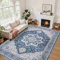 6x9 Area Rugs for Living Room:Blue Washable Vintage Medallion Boho Rug Non-Slip by Unknown