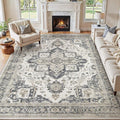 7x9 Washable Area Rugs for Living Room, Large Rug Non Slip Backing Vintage by JessibouAreaRug
