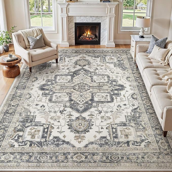 Washable 8x10 Area Rug for Living Room by JessibouAreaRug