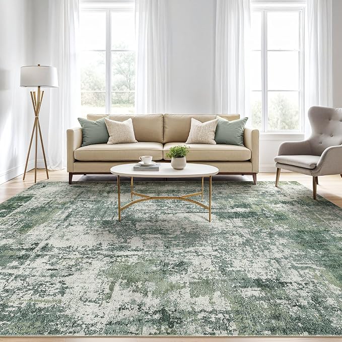 7x9 Area Rug Living Room: Washable Large Abstract Soft Stain Resistant Indoor - Image 5