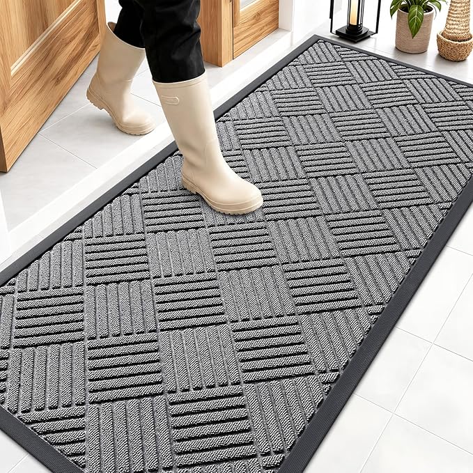 OLANLY Front Door Mat Outside Entrance 59x23, Heavy Duty Sturdy Natural Rubber by OLANLY