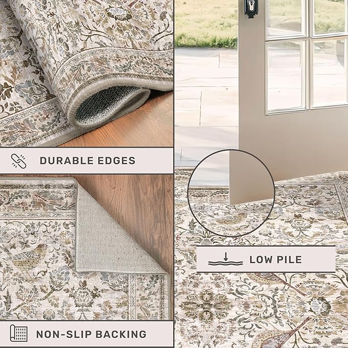 Boho 2'6"x8' Long Kitchen Runner Rugs Non Skid Washable, Stain Resistant Carpet - Image 5