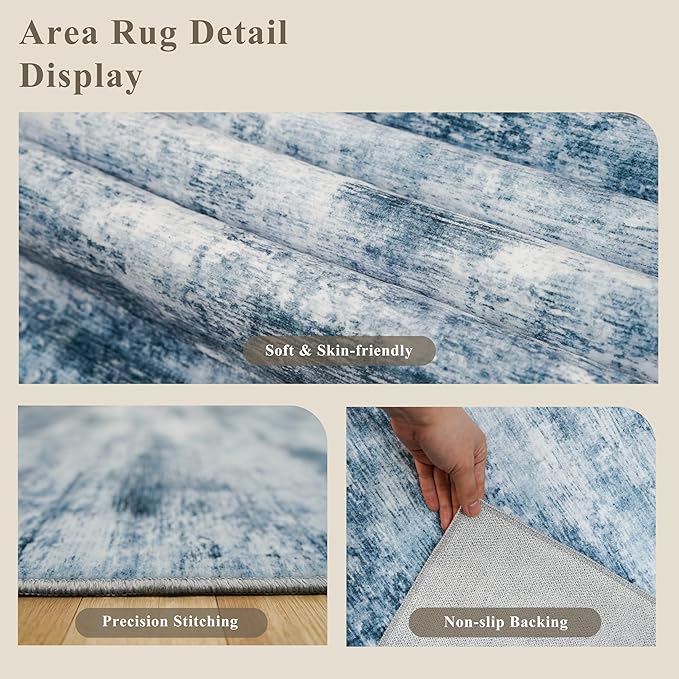10x14 Area Rug Living Room – Washable Large Neutral Modern Abstract Soft Low - Image 5