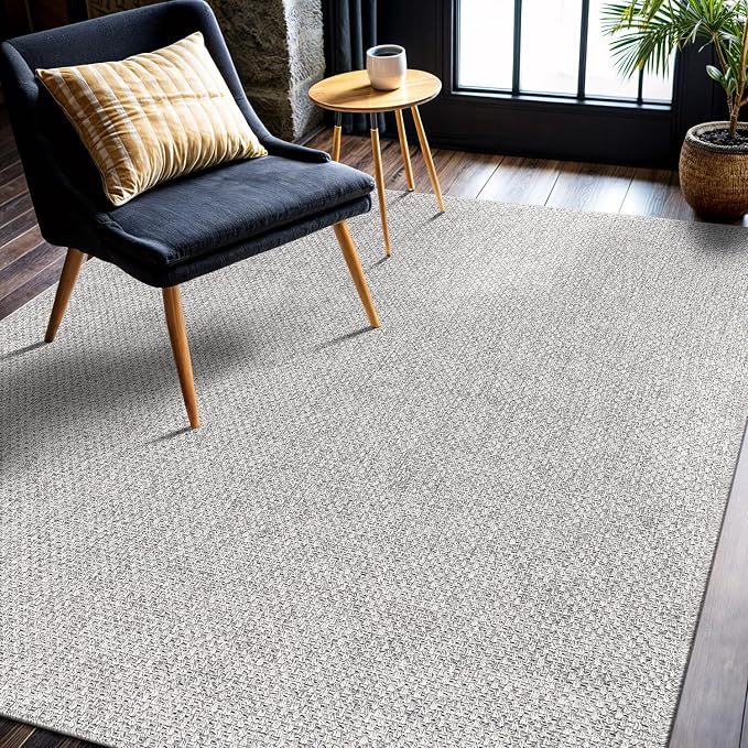 CAMILSON Easy Jute Rug 4x6, Indoor Outdoor Gray Color Farmhouse Area Rugs - Image 5