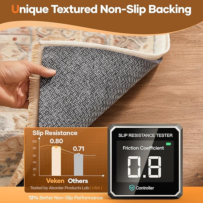Veken Non Slip Cushioned Rug Pad Gripper 7 x 10 Ft, Felt and Silicone Backing - Image 3