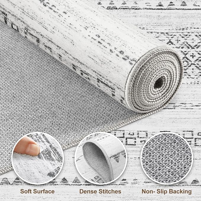 Nakagishi 10x14 Area Rugs Living Room: Washable Boho Large Neutral Modern Soft - Image 3