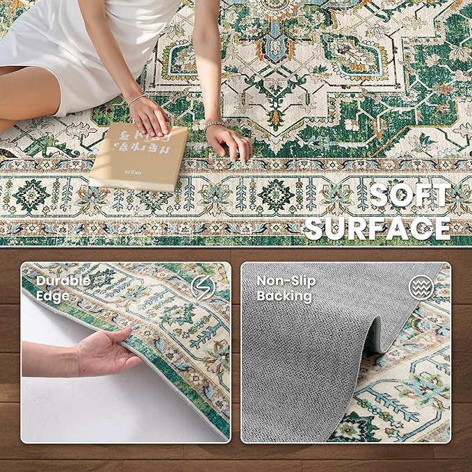 zesthome 8x10 Area Rugs, Stain Resistant Washable Rug, Ultra-Thin Rugs - Image 6
