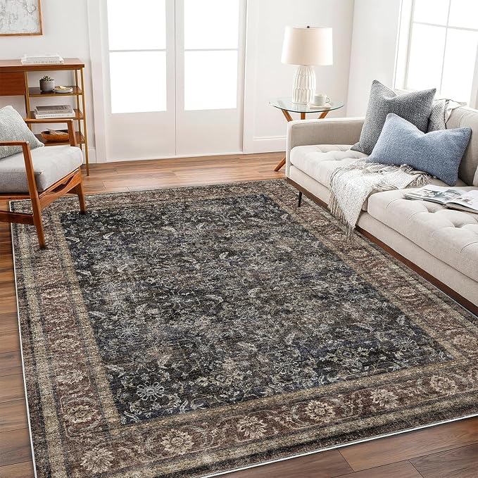 CHAMPLANT Washable Area Rug 3'x5' Vintage Traditional Floor Cover Foldable Thin by CHAMPLANT