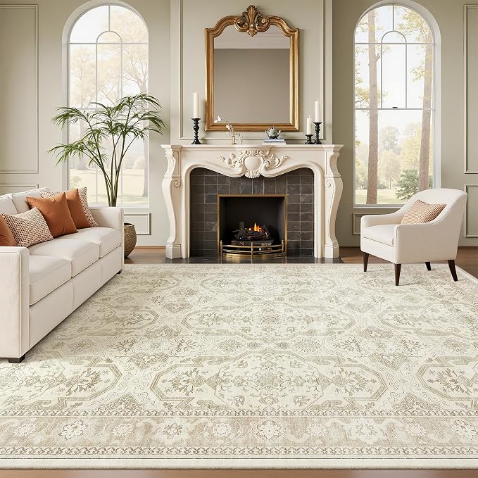 Soalmost Area Rug 10x12 Vintage Washable Living Room Large Carpet Non Slip - Image 2
