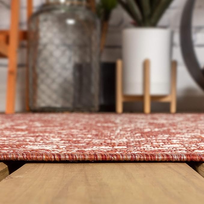 JONATHAN Y Boho Medallion Indoor Outdoor Area Rug 3X5 Red/Taupe, Malta Textured - Image 9