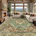 RELEANY Area Rugs Large 10'x14' Washable Non-Slip, Floral Vintage Distress by RELEANY