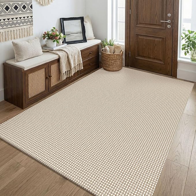 KOZYFLY Washable 4x5 Entry Woven Area Rug, Braided Throw Rugs by KOZYFLY