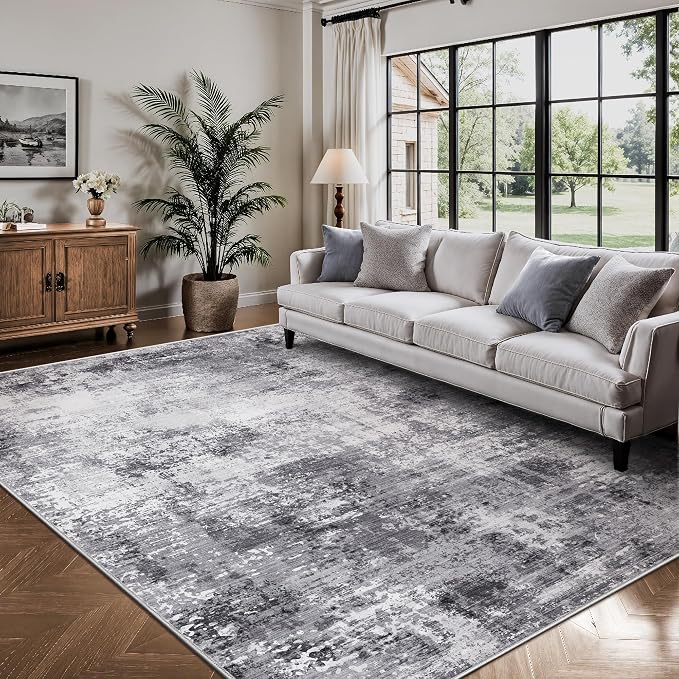 Living Room Rug 6x9, Abstract Modern Ultra Soft Washable Rug, Non Slip Carpet by Yarooge
