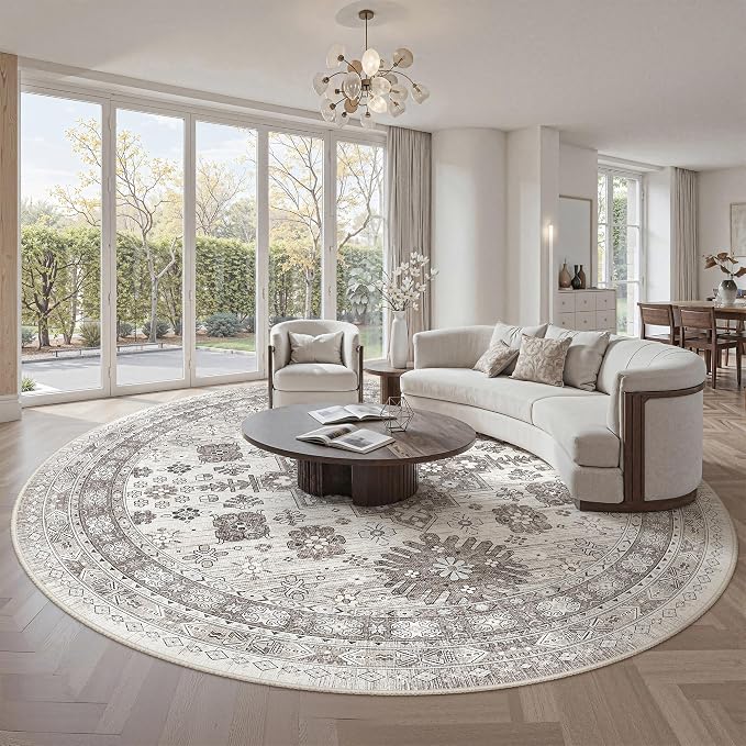 zesthome 9ft Round Rugs for Living Room, Non-Slip Washable Round Area Rugs by Zesthome