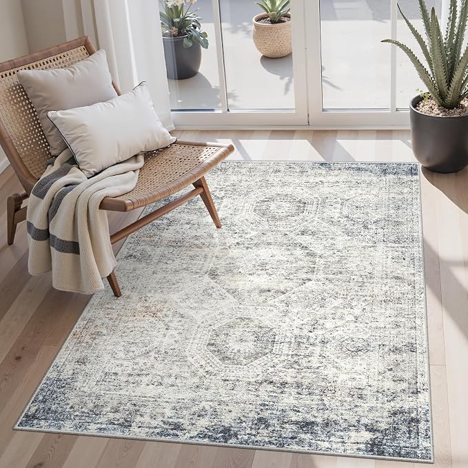 Soalmost 4x6 Area Rugs for Living Room, Vintage Washable Rugs for Dining Room by Soalmost