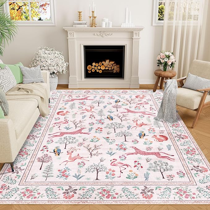 DUKINO 6x9 Rug, Washable Animal Living Room Rug by DUKINO