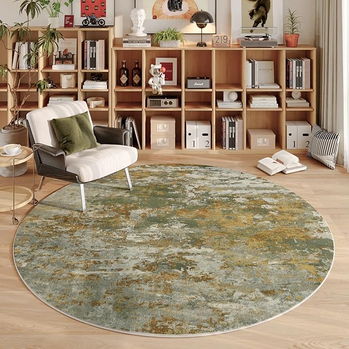 Green Round Area Rugs 4ft Washable Circle Rug by Acapet
