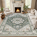 Area Rugs 10x14 Living Room Rug: Washable Rug Soft Vintage Boho Medallion by EXPEDIX