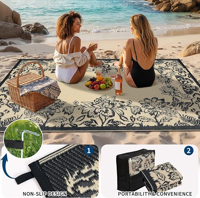 Garvee 5’x8’ Waterproof Patio Outdoor Rug, Outdoor Plastic Straw Rug - Image 5