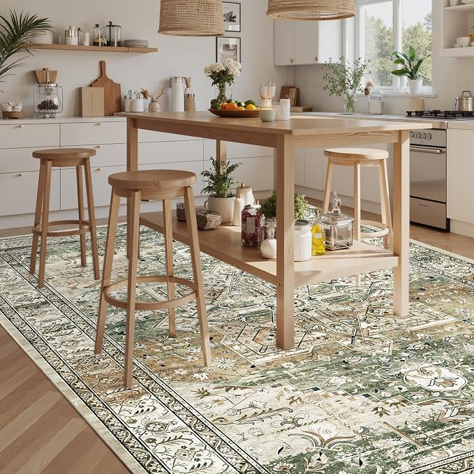 Soalmost 9x12 Area Rugs for Living Room, Non Slip Machine Washable Vintage Rugs - Image 9