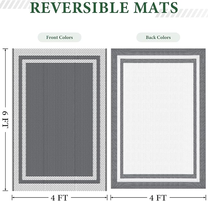 HappyTrends, Outdoor Rug, Patio Rug, Reversible Portable Outdoor Plastic Straw - Image 2