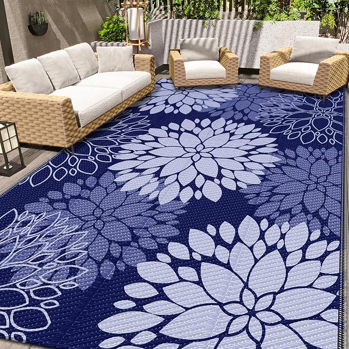 LuxStep Outdoor Rug Waterproof Outdoor Plastic Straw Rug Reversible Patio Rug by LuxStep